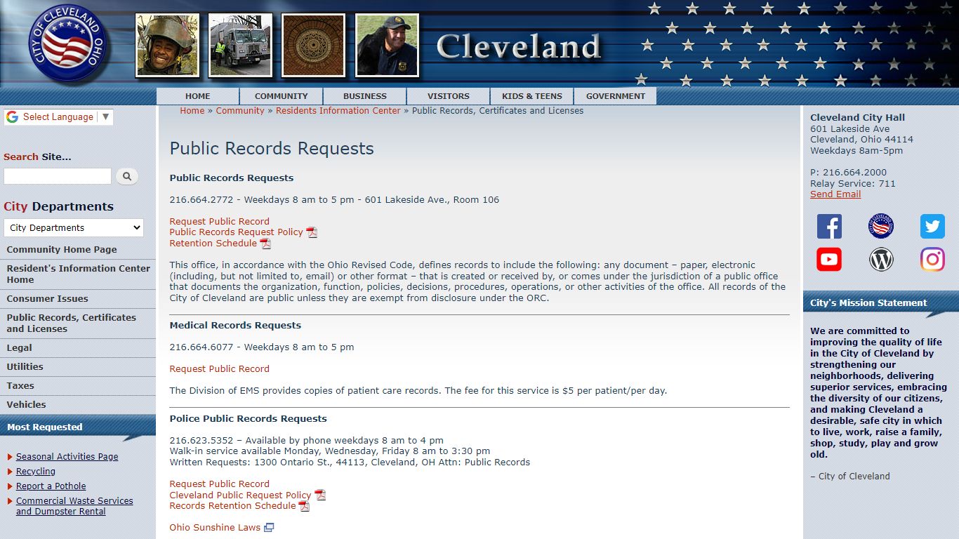 Public Records Requests | City of Cleveland